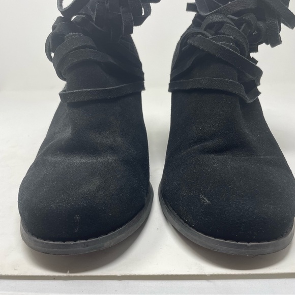 Torrid Ankle Booties Strappy detail Stacked 3” Heels Side Zip Black sz 10 - Picture 7 of 12